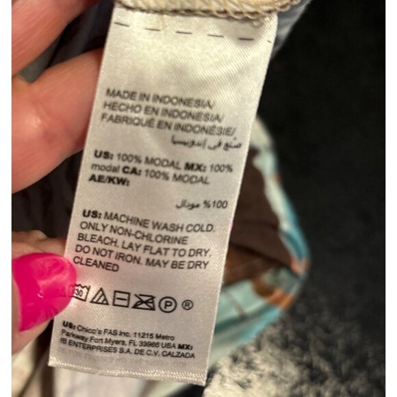 Chico's Multicolor Patterned Boatneck 3/4 Sleeve Top Sz S - Picture 7 of 10